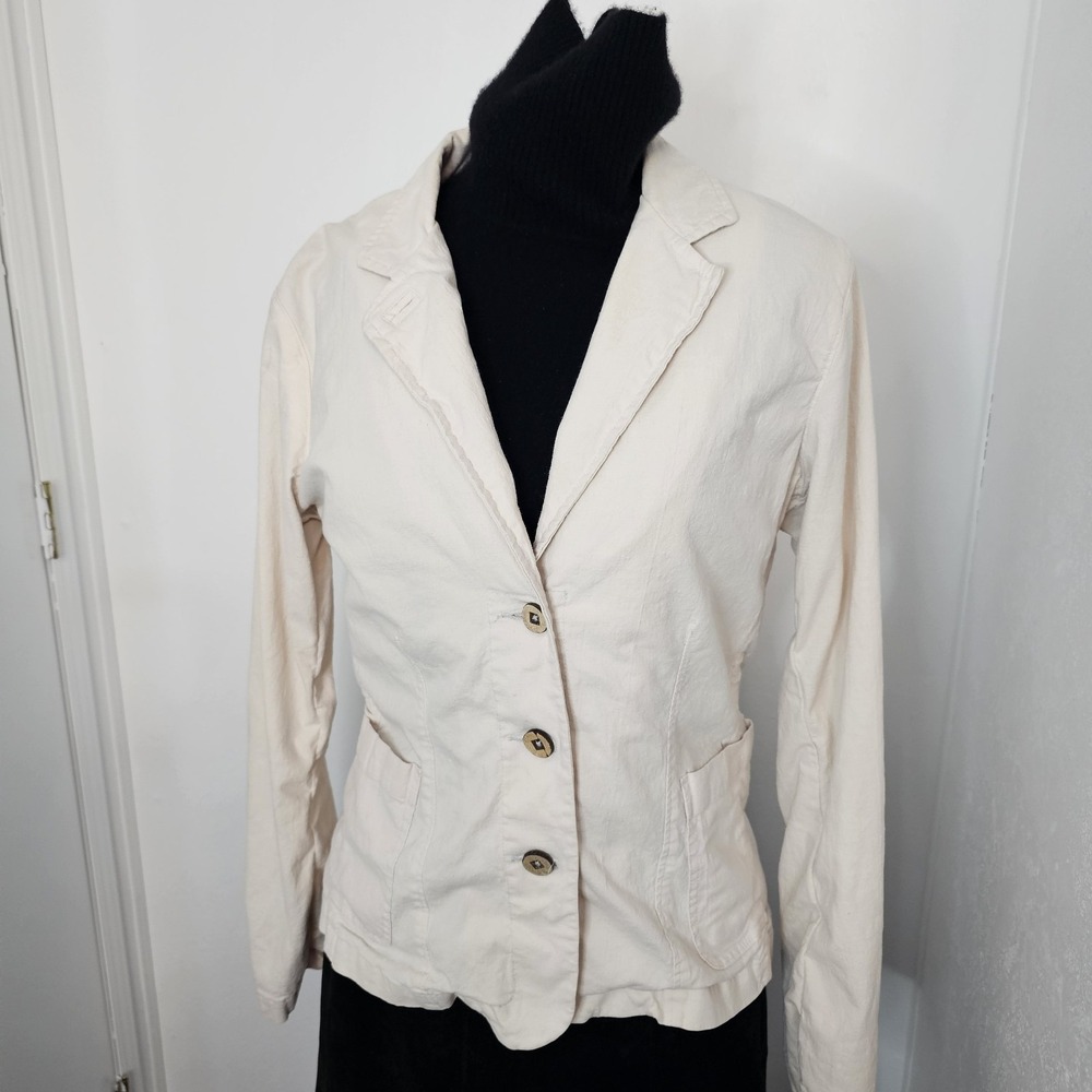Patagonia Hemp Organic Cotton Ivory Blazer Jacket Size 12